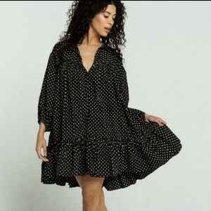 Free People Black and White Plunge Neck Mini Dress